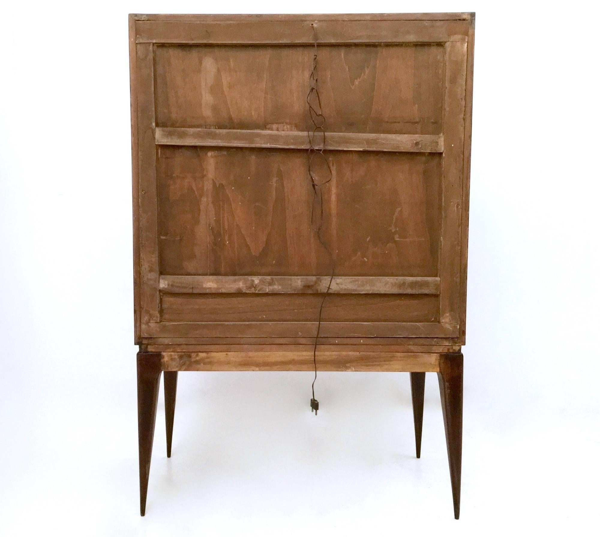 Wood, Mirror and Glass Bar Cabinet, Italy, 1950s In Excellent Condition In Bresso, Lombardy