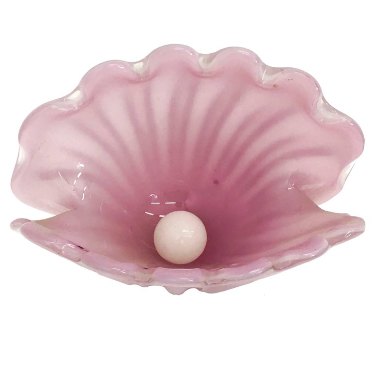 Large 'Opalescent' Glass Shell Bowl by Fratelli Toso, Italy, 1950s at