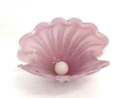 Large 'Opalescent' Glass Shell Bowl by Fratelli Toso, Italy, 1950s