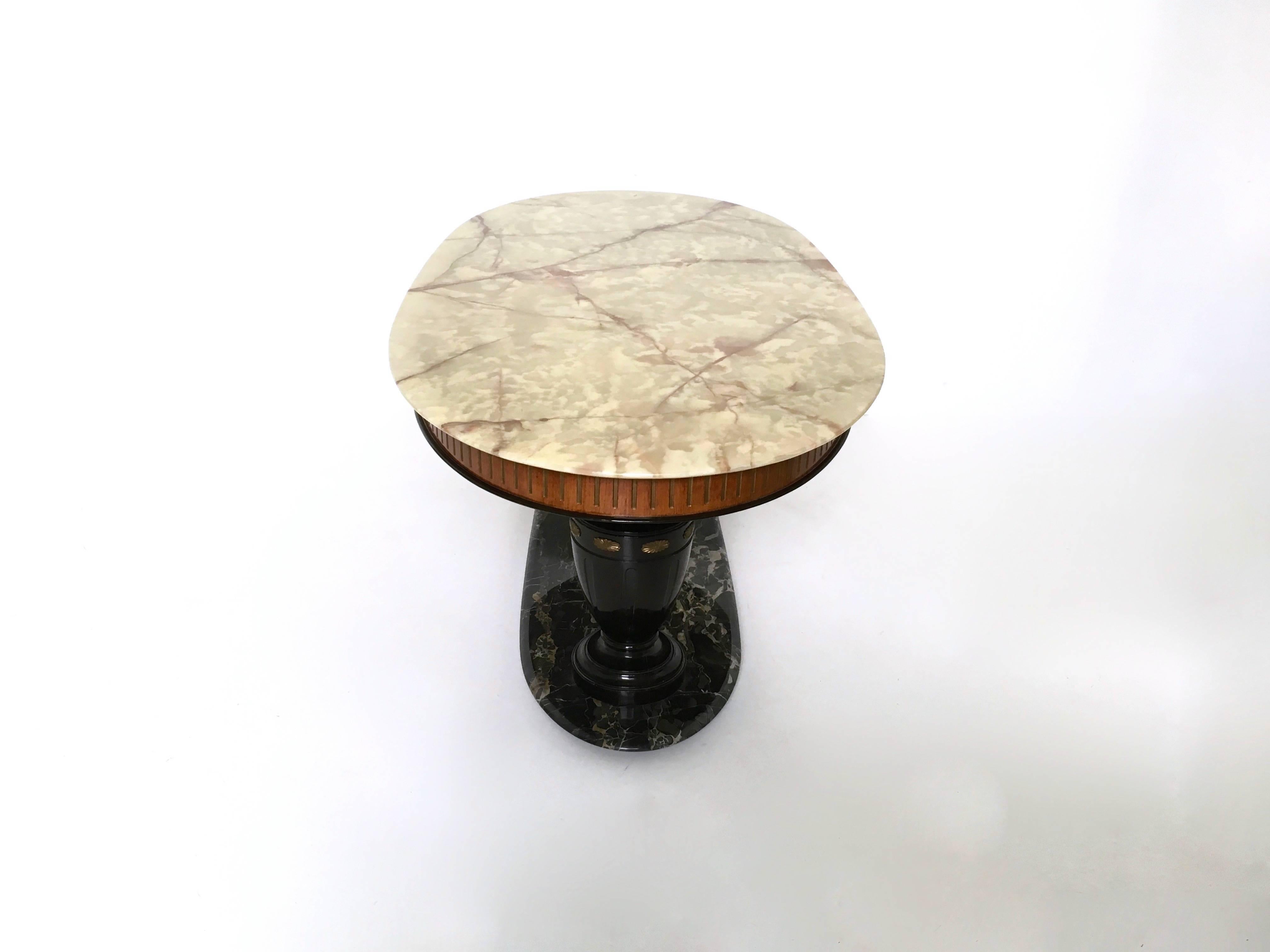 Midcentury Dining Table with Portoro Marble Base and Onyx Top, Italy, 1950s In Excellent Condition In Bresso, Lombardy