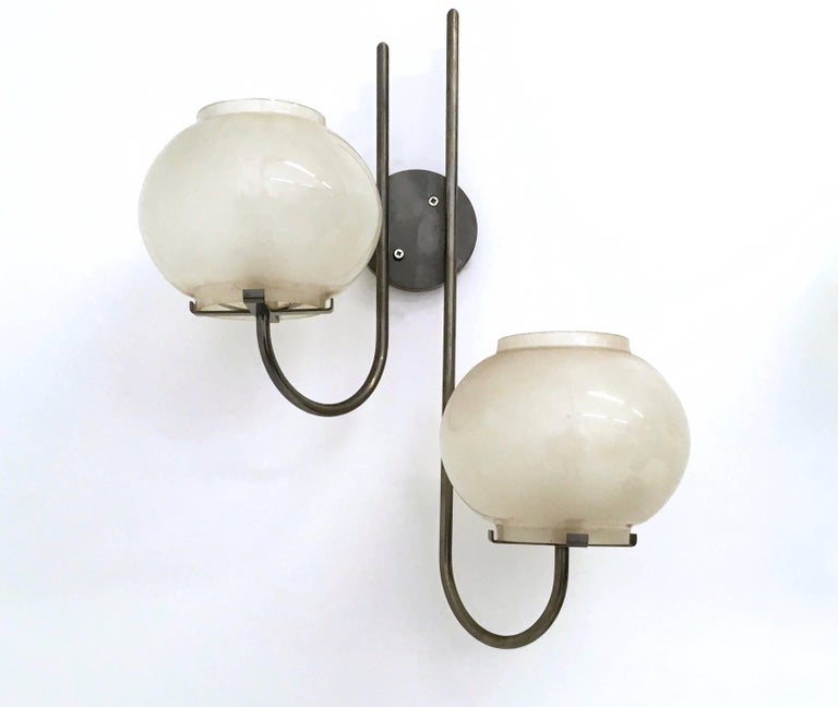 Set of Three Wall Lights mod, 1136/2 by Tito Agnoli for O-Luce, Italy, 1961 In Excellent Condition In Bresso, Lombardy