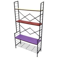 Varnished Iron Ètagerè with Wooden Shelves Covered in Formica, Italy, 1960s