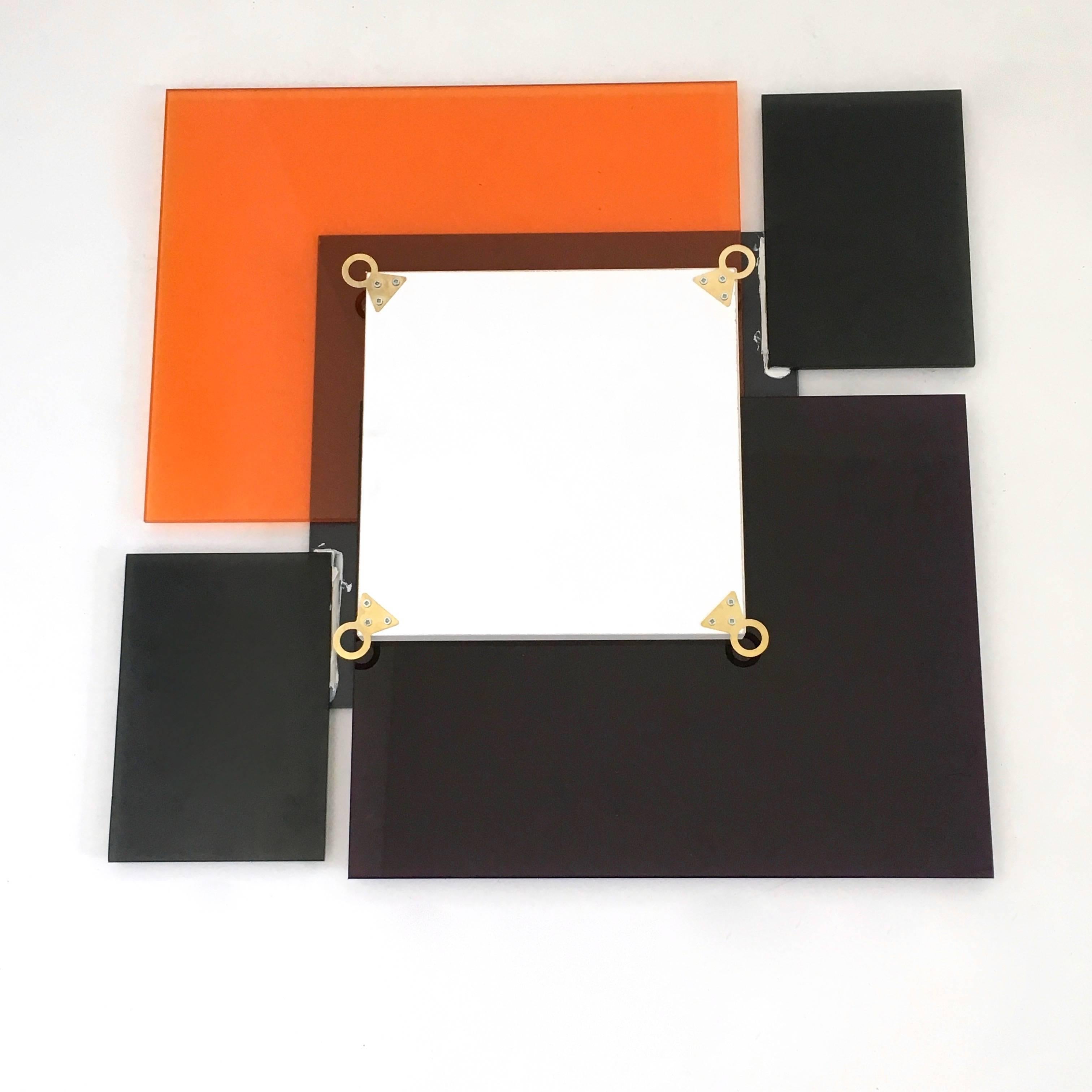 Pair of Postmodern Black and Orange Wall Mirrors in the Style of Sottsass, 1980s For Sale 6
