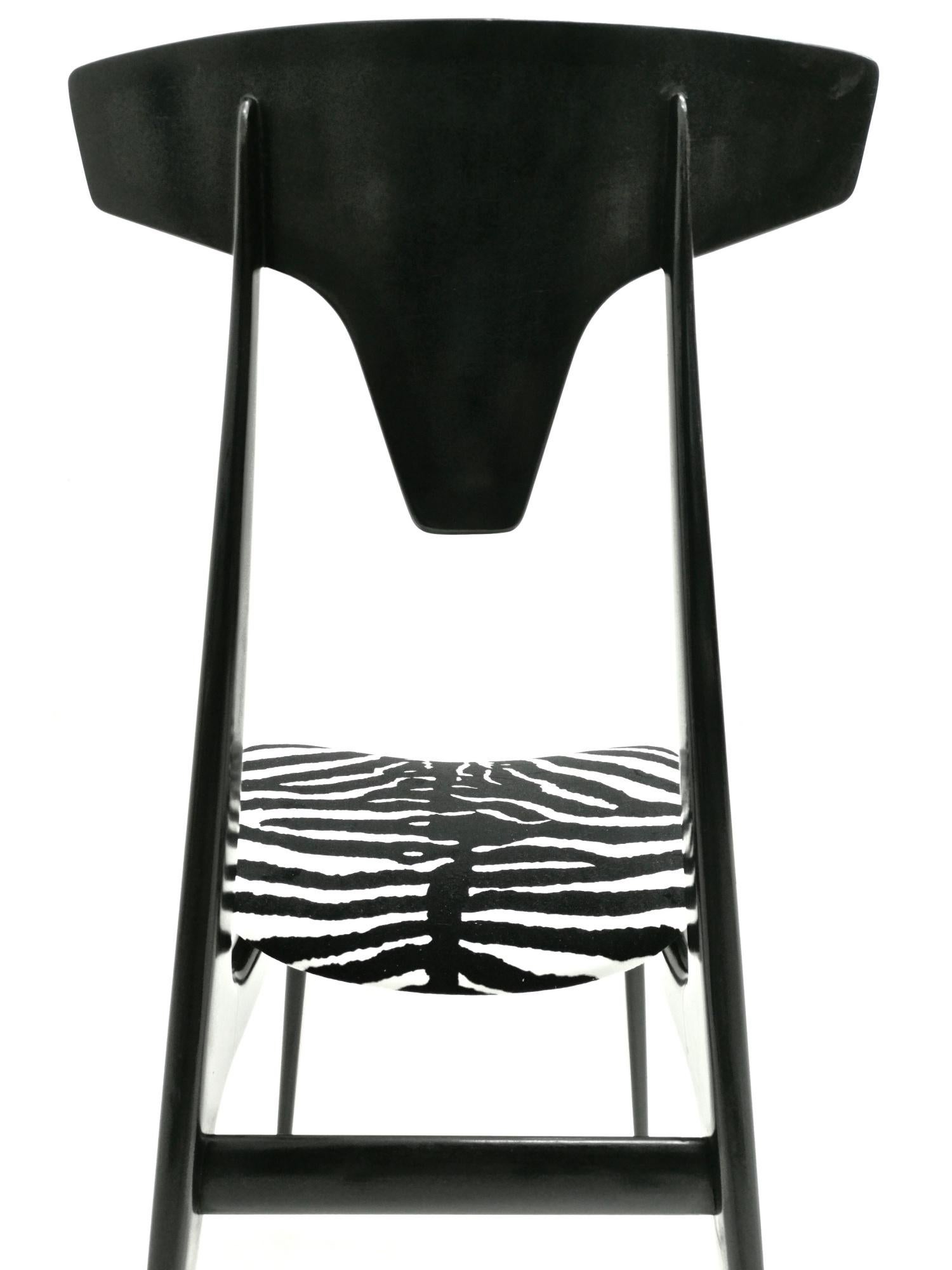 Pair of Vintage Zebra Print Velvet Side Chairs with Ebonized Wood Frame, Italy 2