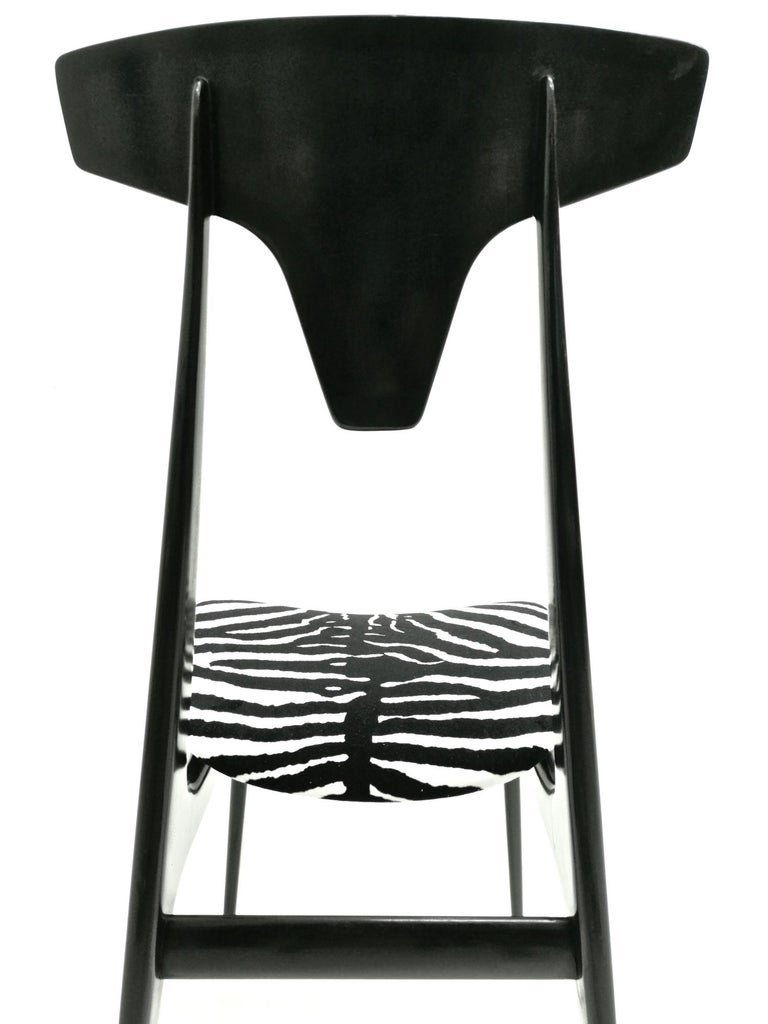 Pair of Vintage Zebra Print Velvet Side Chairs with Ebonized Wood Frame, Italy For Sale 2