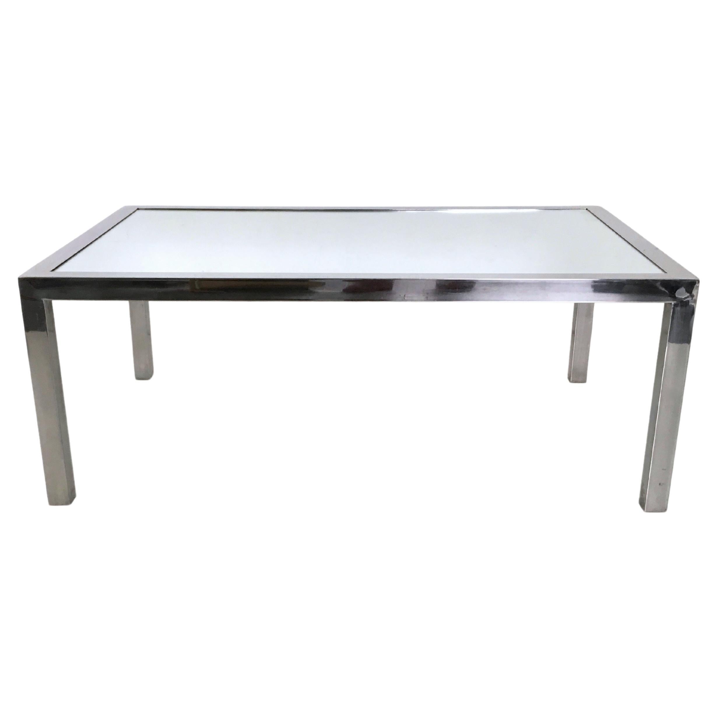Vintage Steel Coffee Table in the Style of Nanda Vigo with a Mirrored Top, Italy For Sale