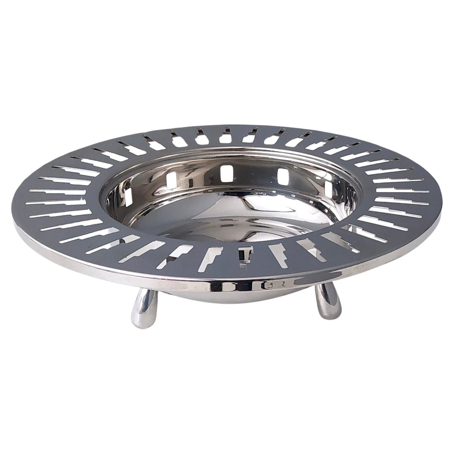Alessi Stainless Steel Cutout Skyscraper Footed Bowl or Centerpiece, Italy 1990s For Sale