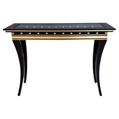 Used Rectangular Ebonized Beech Console by Roberto Ventura with Crystal Top, Italy