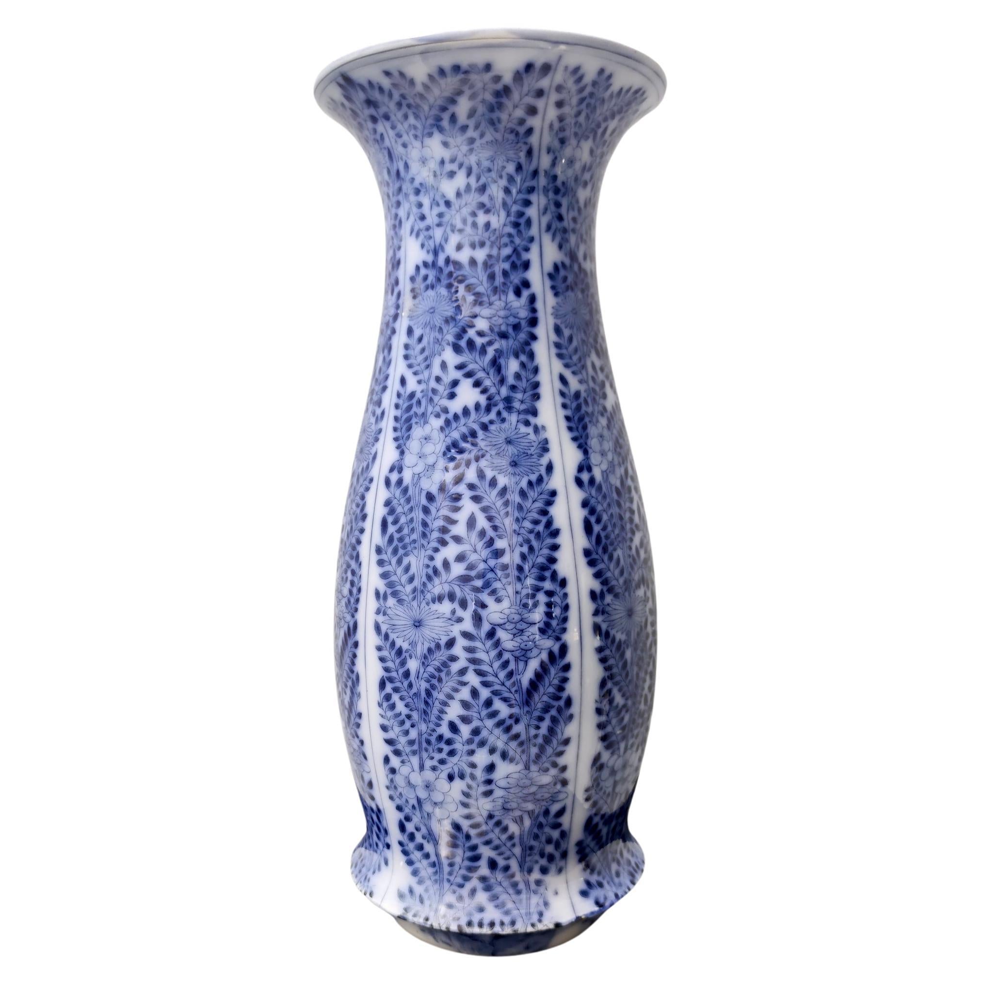 Blau lackierte Keramikvase im Chinoiserie-Stil von Laveno Chinoiserie, Italien im Angebot