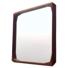 Vintage Square Wall Mirror by Dino Cavalli with Ebonized Walnut Frame, Italy