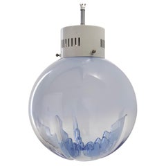 Vintage Transparent and Blue Murano Glass Pendant by Carlo Nason for Mazzega, Italy