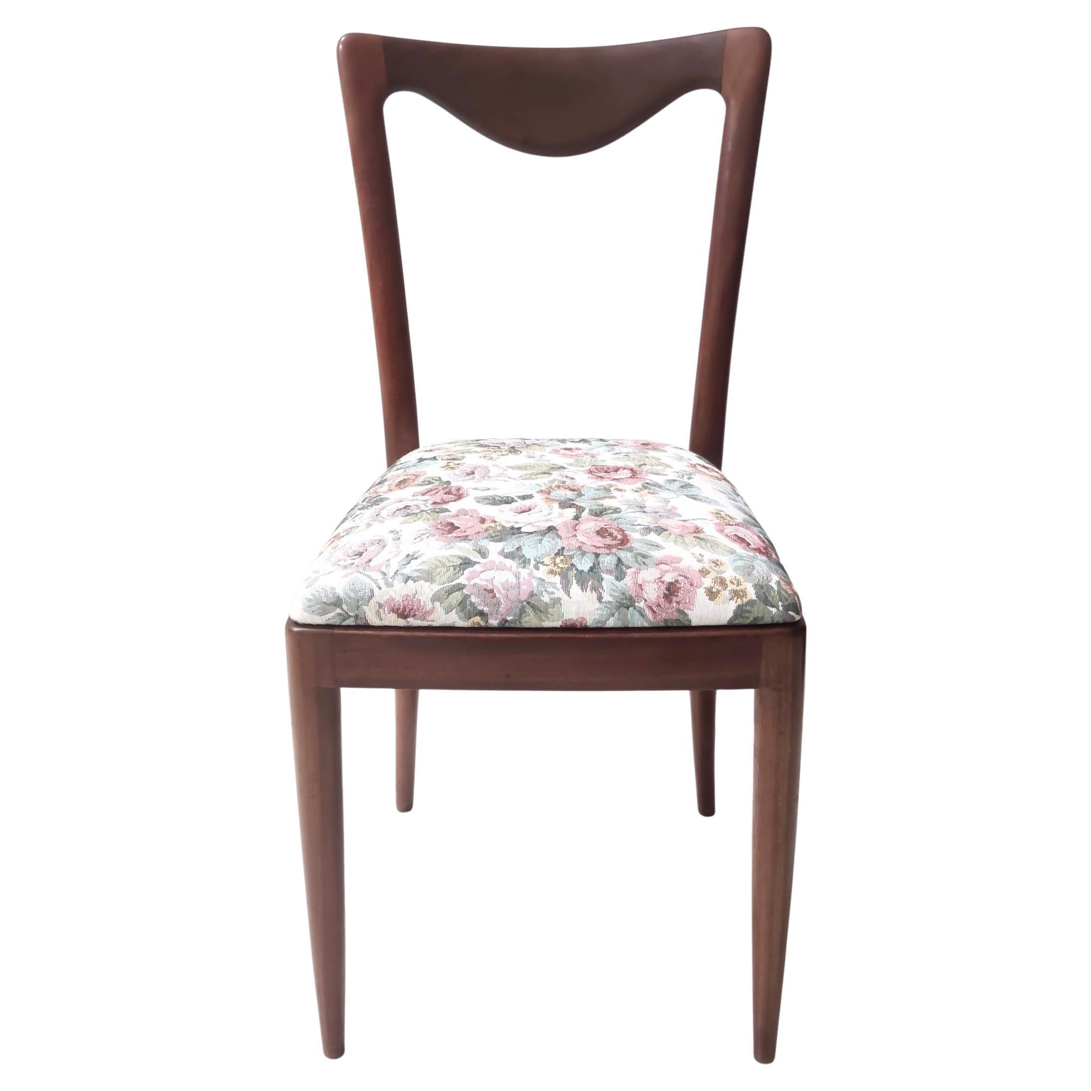 Four Chairs by Carlo Enrico Rava with Beech Frame and Linen Patterned Fabric