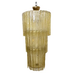 Majestic and Monumental Golden Murano Glass Chandelier, Italy 1970s - 1980s