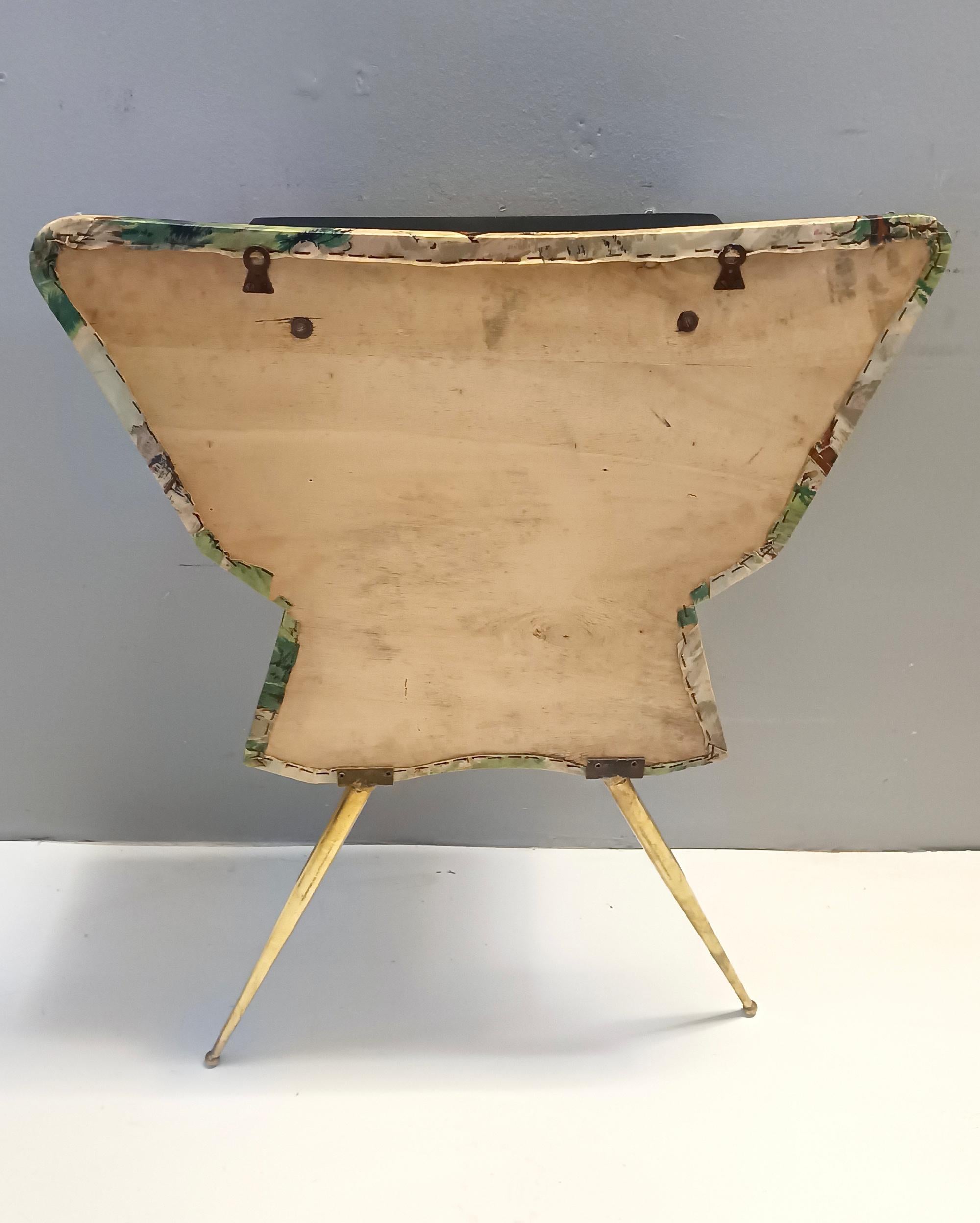 Unusual Ebonized Beech and Patterned Fabric Console Table with a Drawer, Italy For Sale 5
