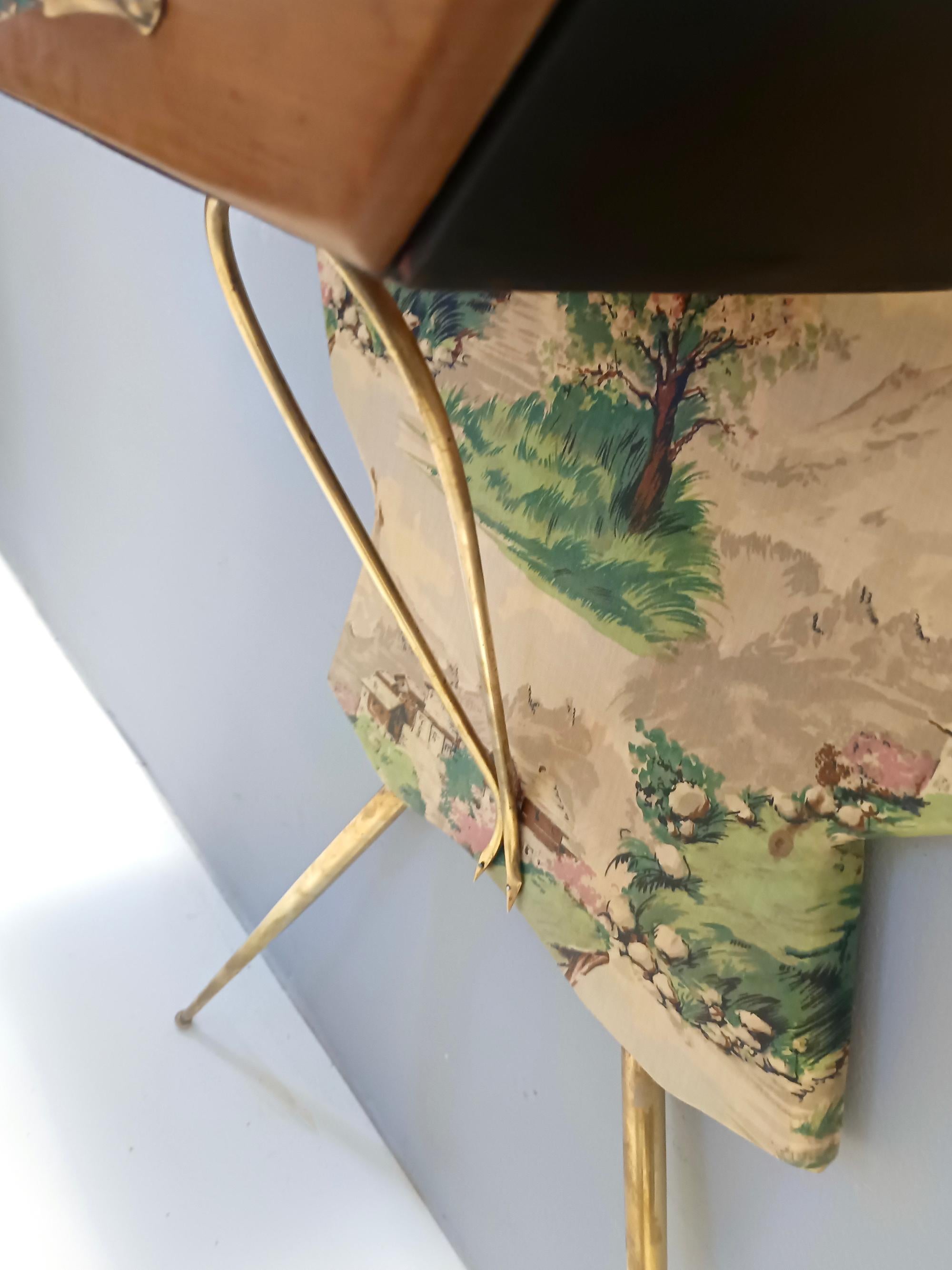 Unusual Ebonized Beech and Patterned Fabric Console Table with a Drawer, Italy For Sale 4