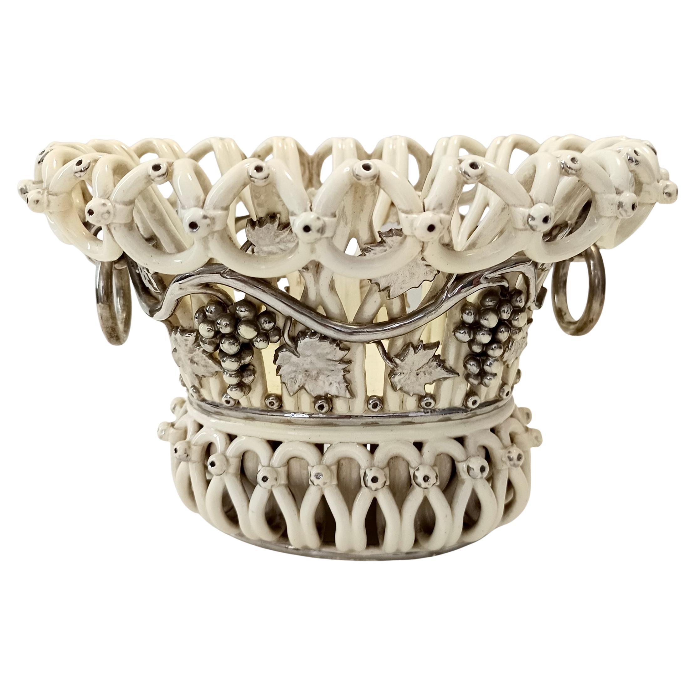 Coupe à fruits ou centre de table en céramique blanc crème par Charles de Boissimon, France en vente