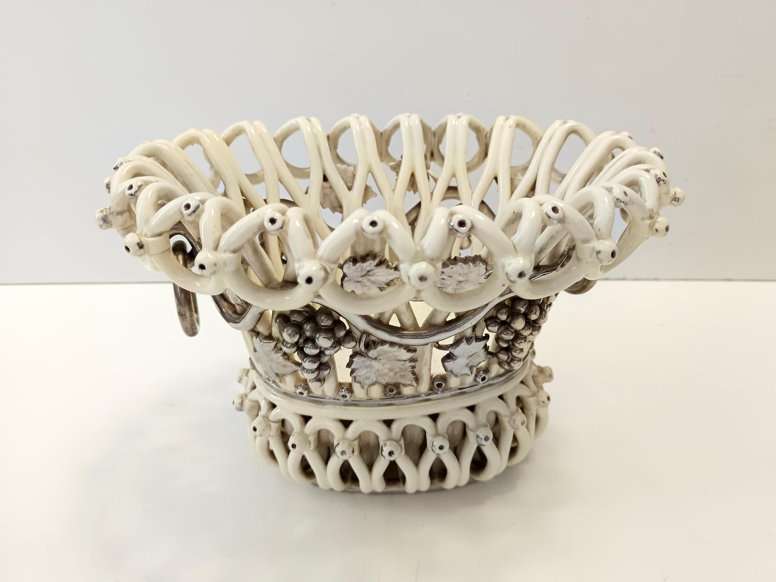 Coupe à fruits ou centre de table en céramique blanc crème par Charles de Boissimon, France Excellent état - En vente à Bresso, Lombardy