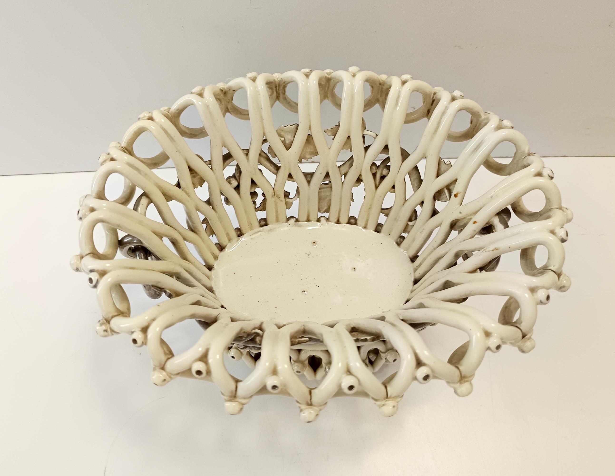 Coupe à fruits ou centre de table en céramique blanc crème par Charles de Boissimon, France en vente 1