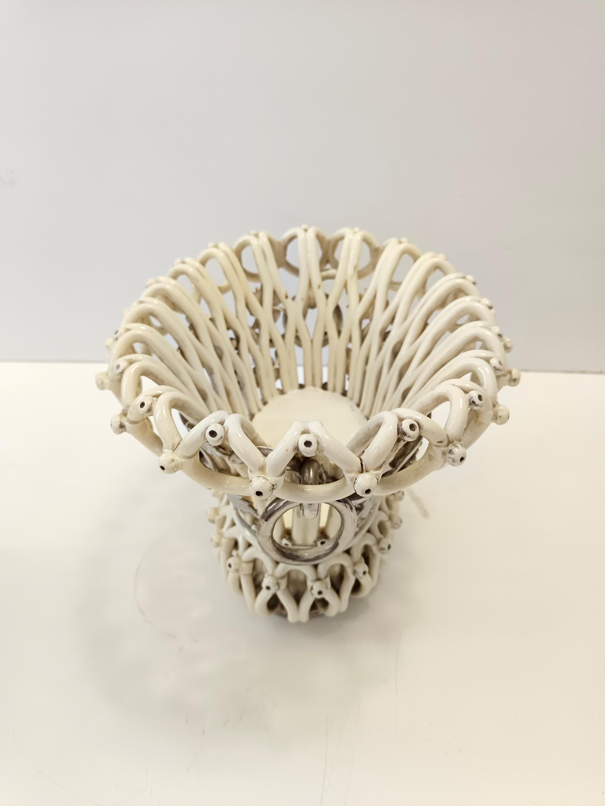 Céramique Coupe à fruits ou centre de table en céramique blanc crème par Charles de Boissimon, France en vente