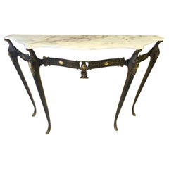 Vintage Bronze Console Table with a Portuguese Pink Marble Top
