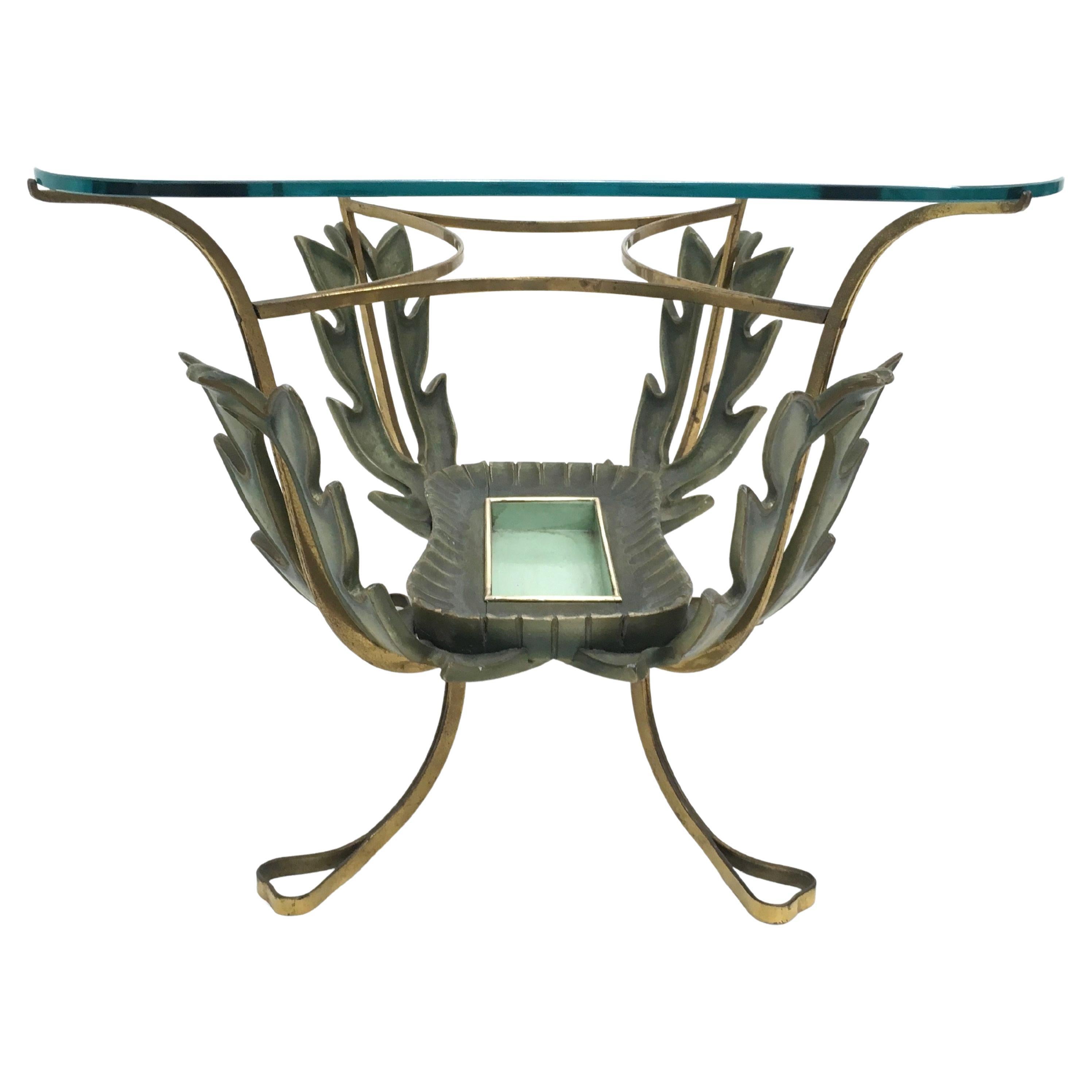 Vintage Brass and Varnished Metal Coffee Table by Pierluigi Colli, Italy