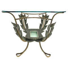 Vintage Brass and Varnished Metal Coffee Table by Pierluigi Colli, Italy