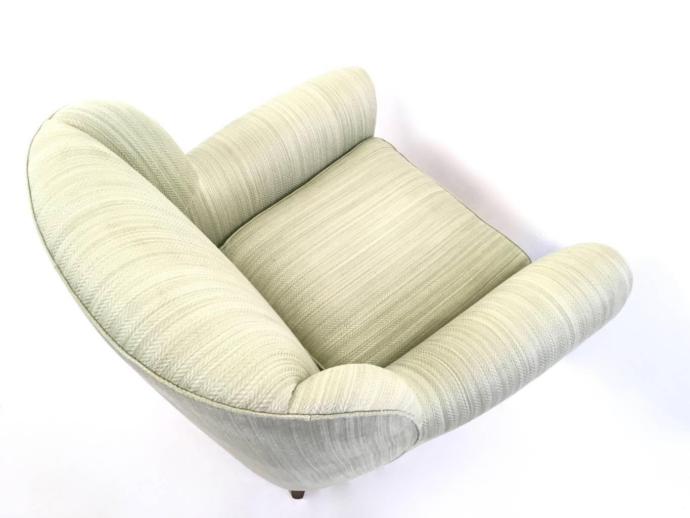 Fabric Pair of Vintage Light Green Armchairs with Wooden Structure, Italy For Sale
