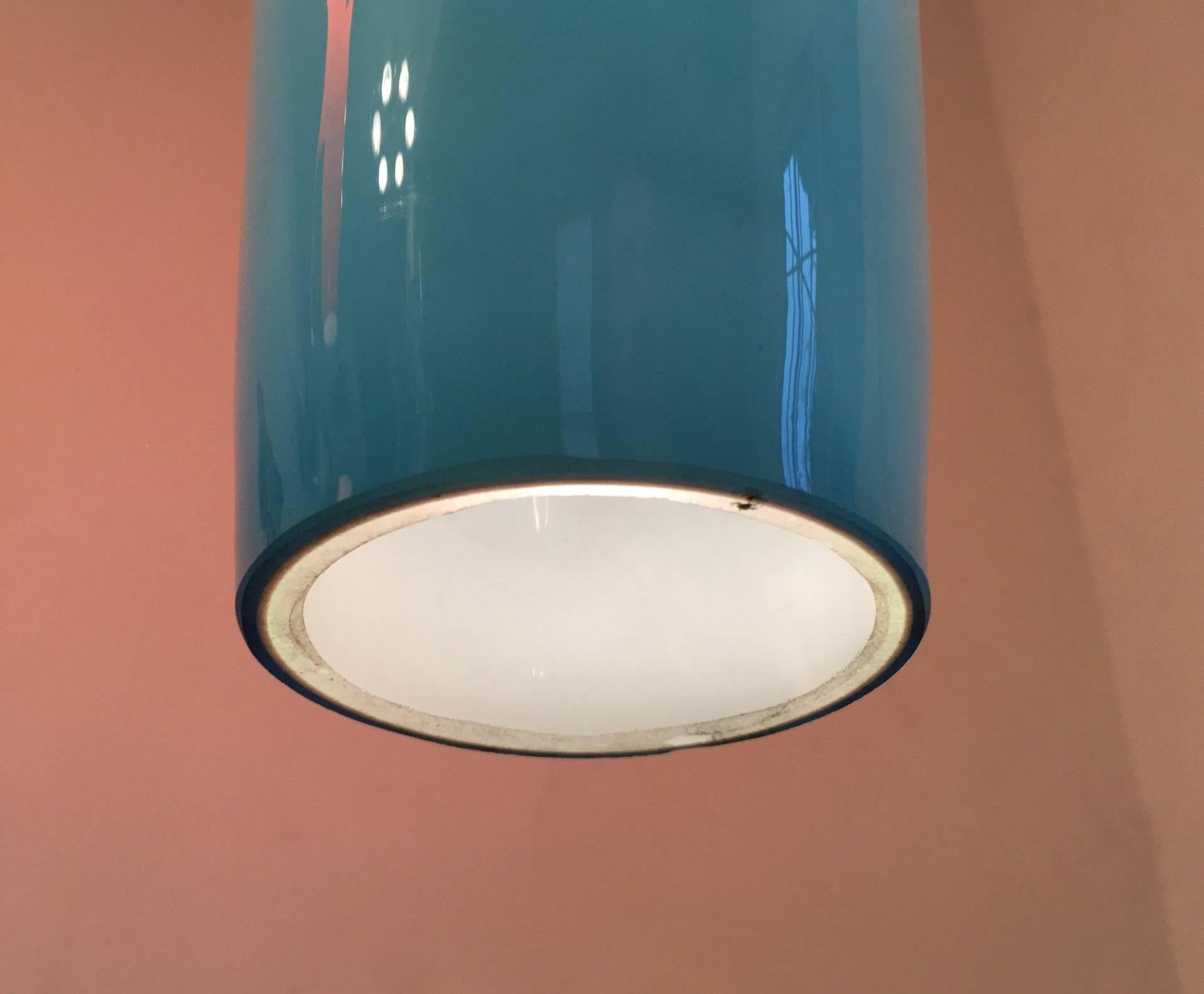 Light Blue Blown Glass Pendant by Alessandro Pianon Produced by Vistosi, 1960s 2