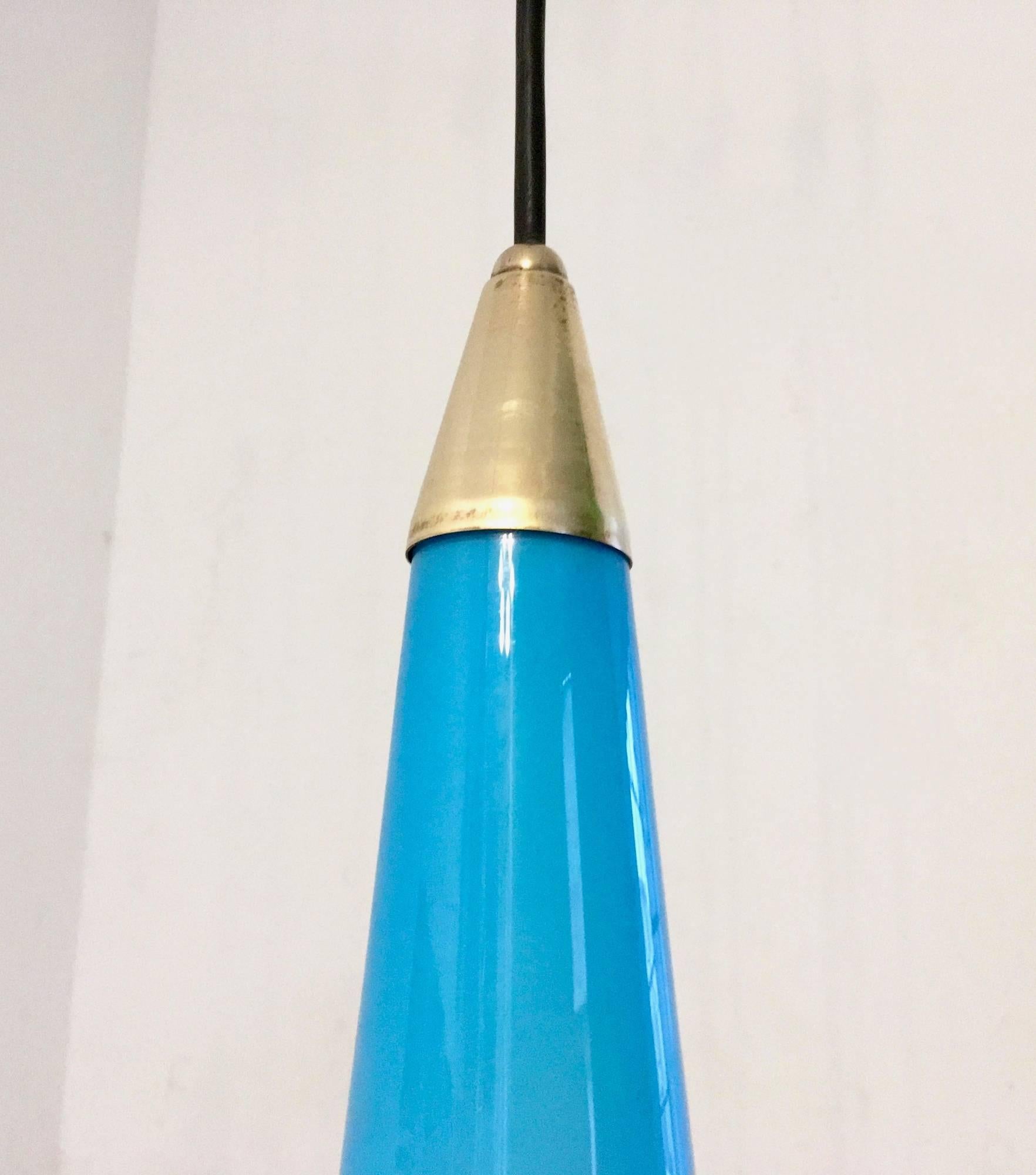 Light Blue Blown Glass Pendant by Alessandro Pianon Produced by Vistosi, 1960s 1