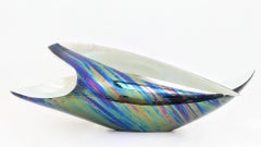 Weiße und schillernde Keramikschale oder Tafelaufsatz n6768 von Lusso, Italien, Mitte des Jahrhunderts