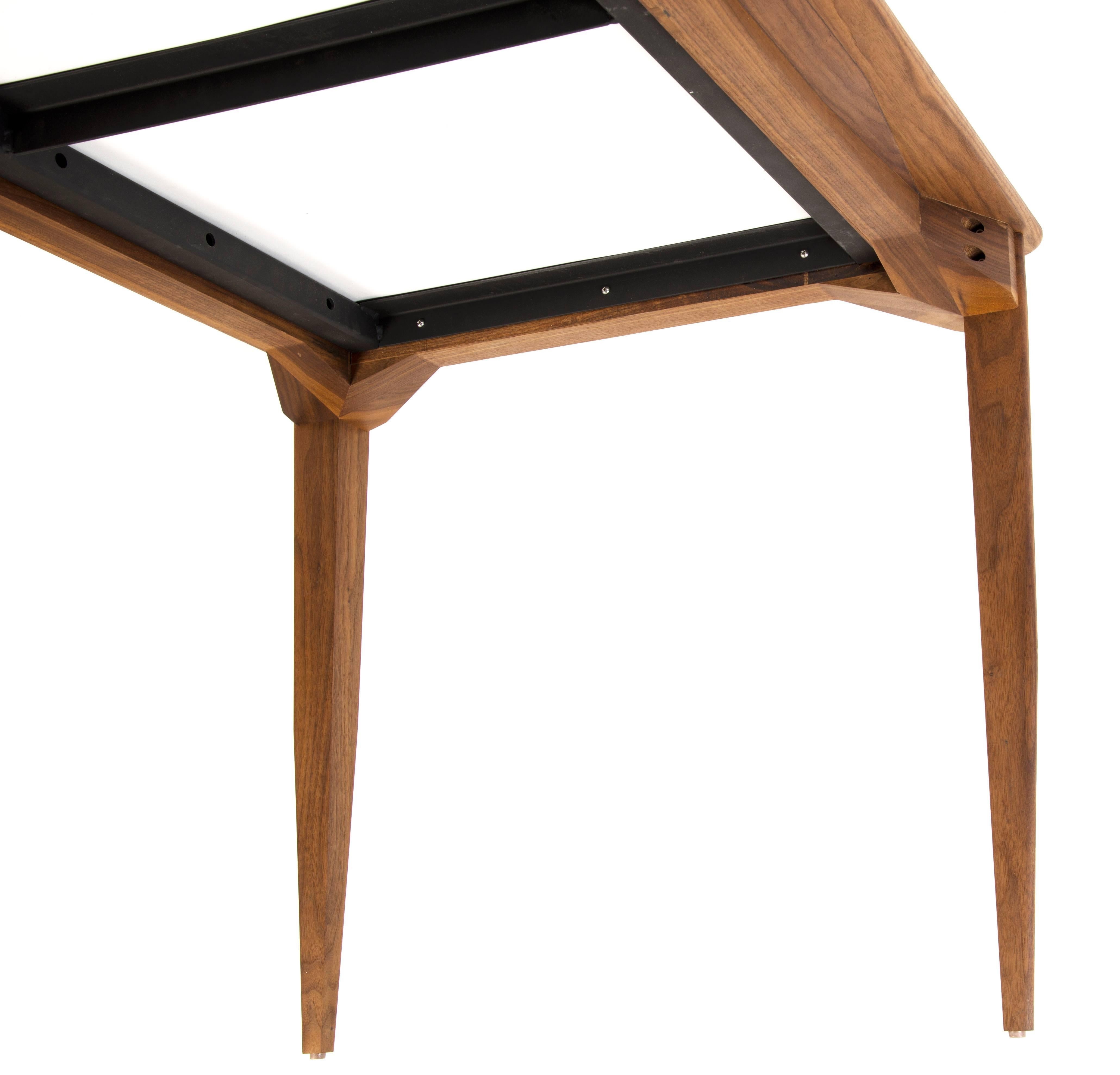 Contemporary Brindle Dining Table, Walnut wood, Honed Marble Top from CBR Studio For Sale 1
