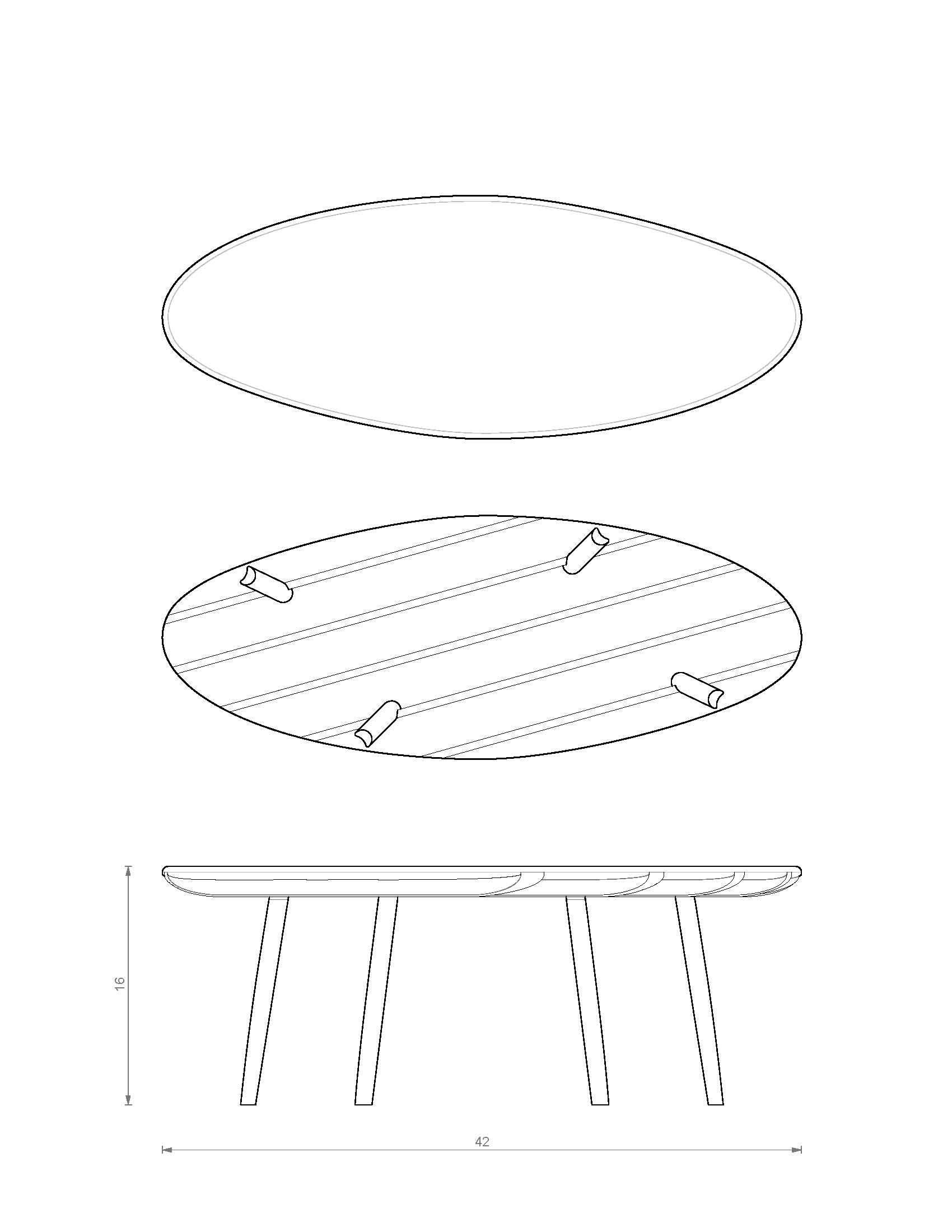 Contemporary Skip Solid Cherry wood Coffee Cocktail Table from CBR Studio For Sale 3