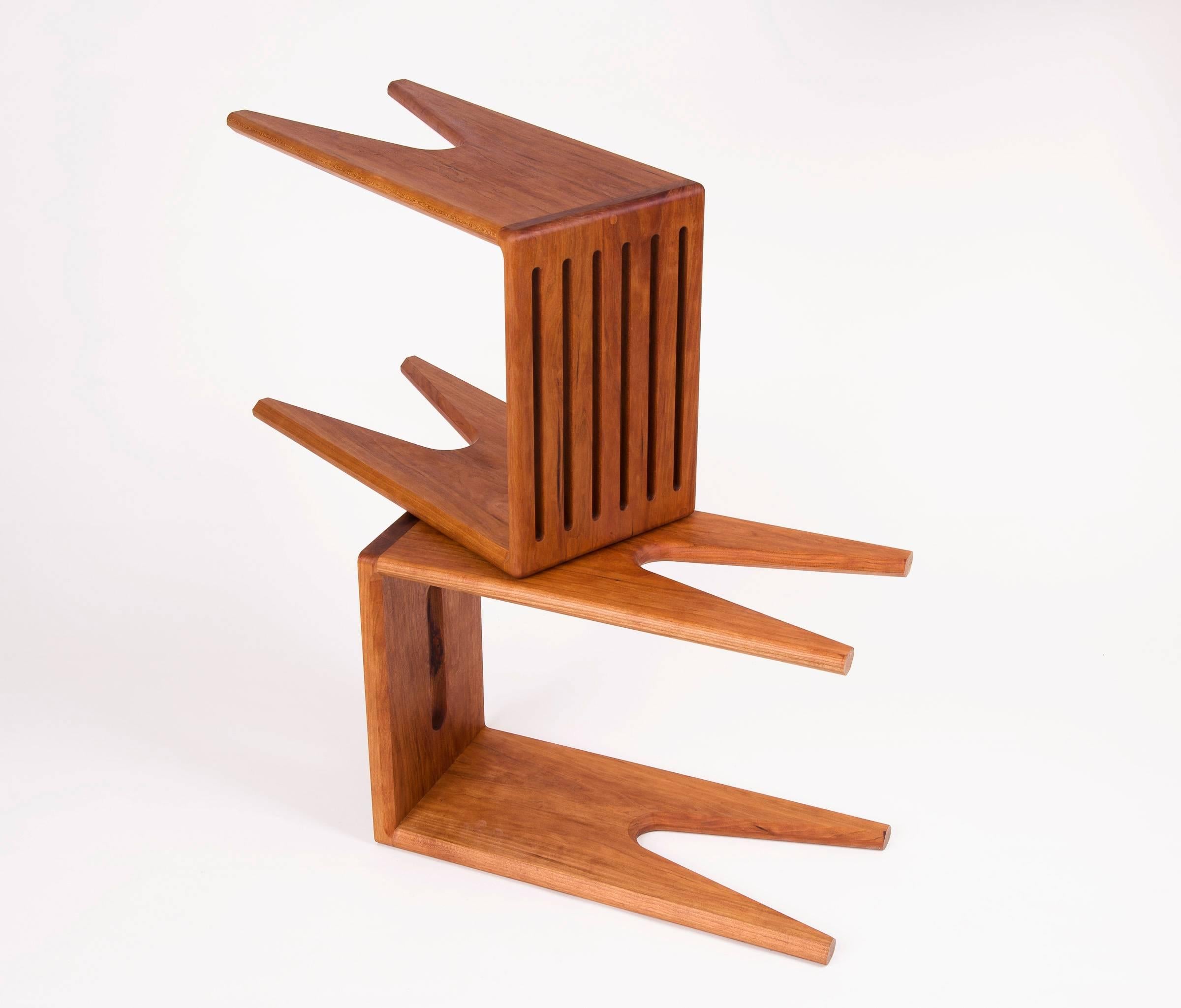 Contemporary Prop Stool Handmade Solid Cherry Wood Seat from CBR Studio In New Condition For Sale In Brooklyn, NY