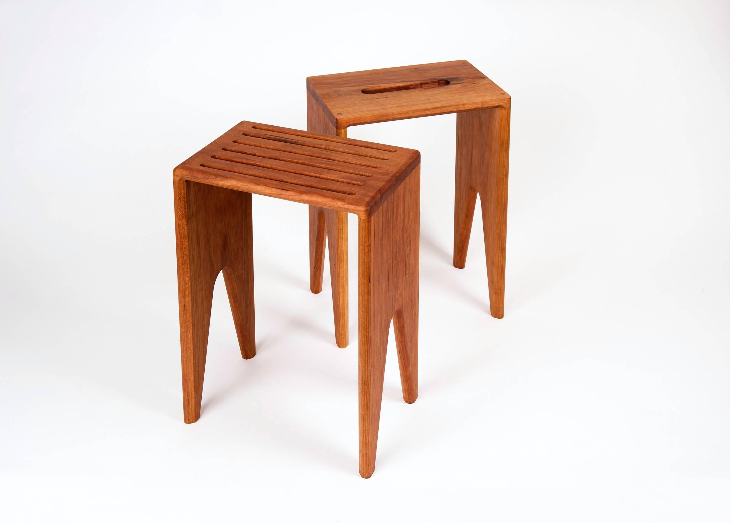 Contemporary Prop Stool Handmade Solid Cherry Wood Seat from CBR Studio For Sale 1
