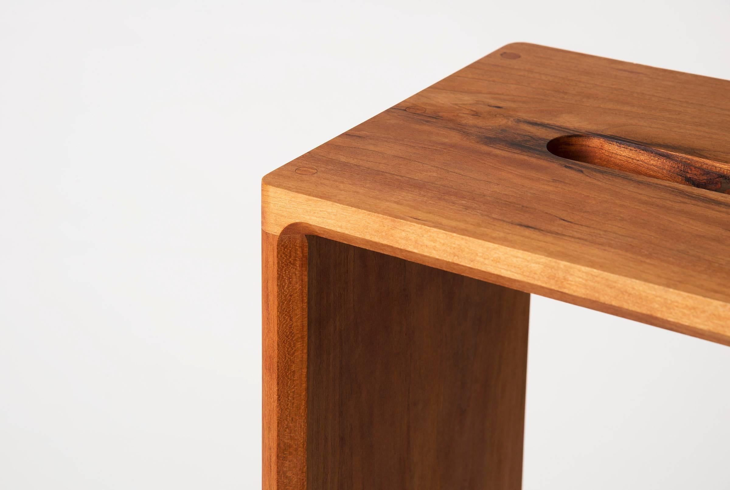 Chamfered Contemporary Prop Stool Handmade Solid Cherry Wood Seat from CBR Studio For Sale