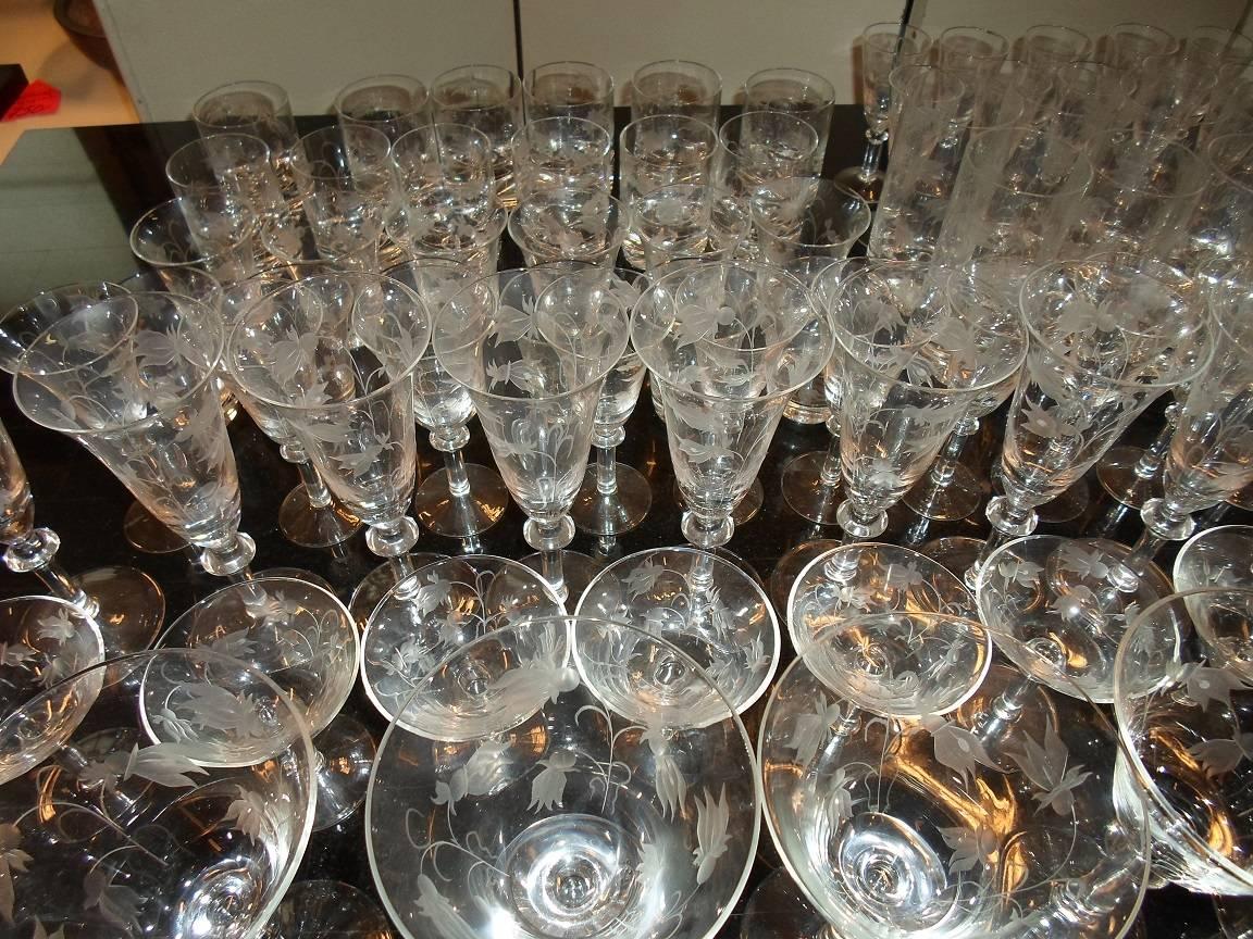 Mid-20th Century Large Collection of Orrefors Crystal Glasses