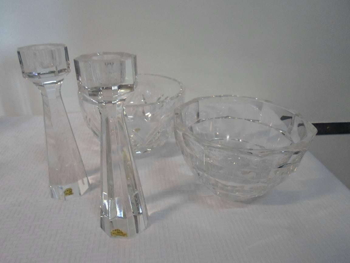 Swedish Crystal Bowls and Candlesticks from Kosta Boda