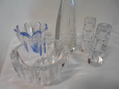 Orrefors Vase, Candlesticks, Bowls Made of Crystal
