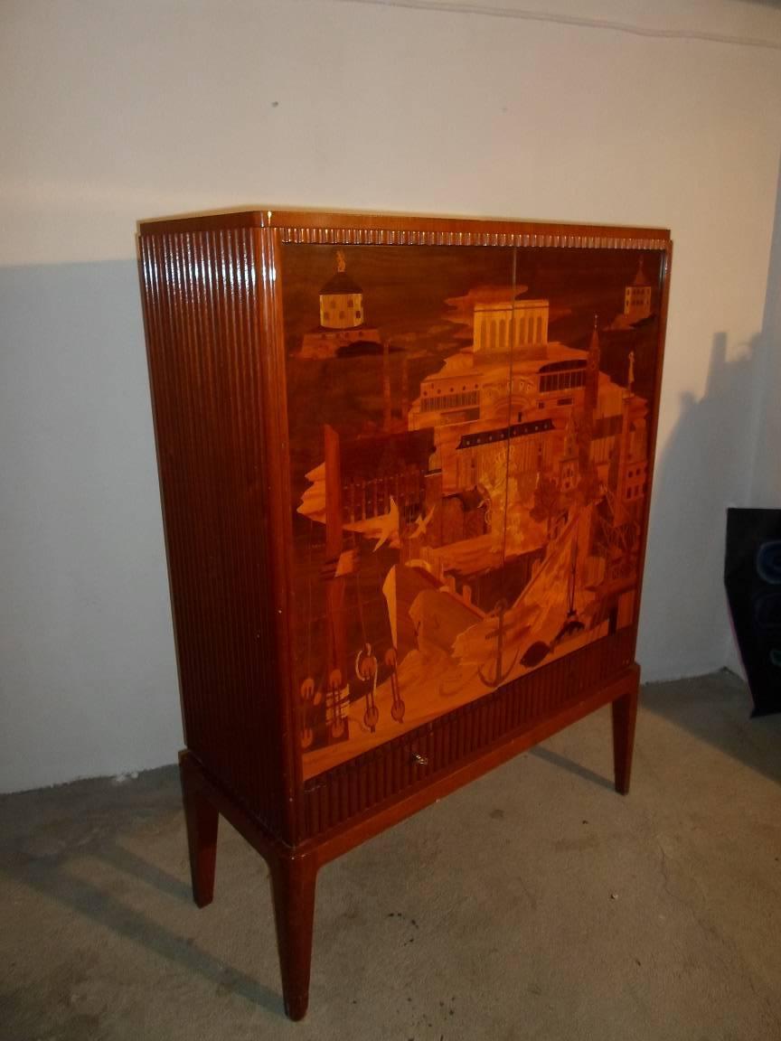 Mid-20th Century 1940s Swedish Cabinet by Erik Matsson signed by Erik Matsson  For Sale