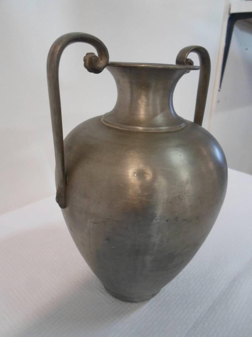 Vase Amphora in Swedish tin from year 1930 by C.G. Hallberg.