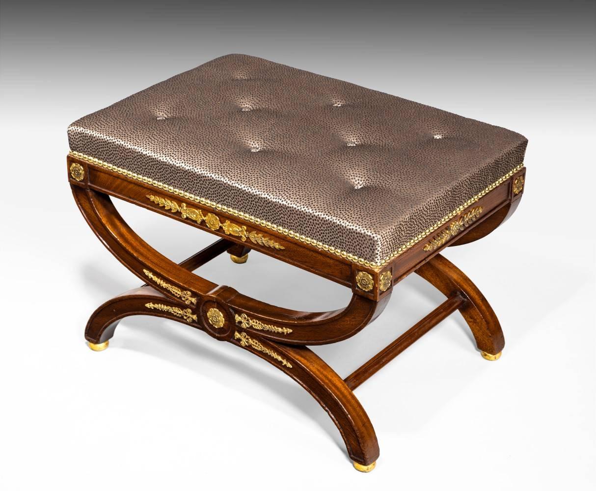 Late 19th Century Stylish Pair of 19th Century French Mahogany and Ormolu Stools