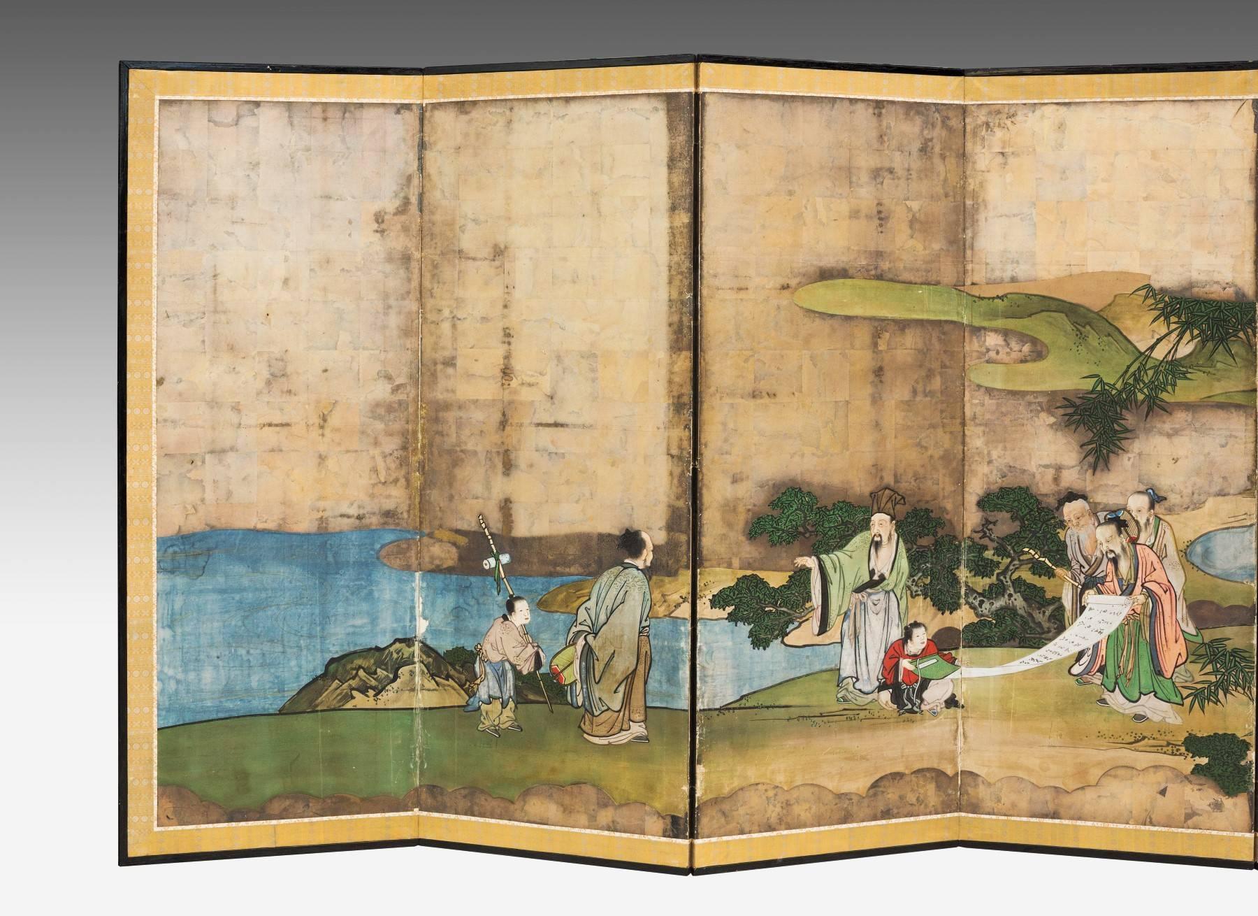 Dating from the first half of the 19th century, this screen illustrates the famous Chinese tale of 