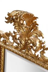 Large Italian Carved Wood and Gilded 19th Century Overmantel Mirror