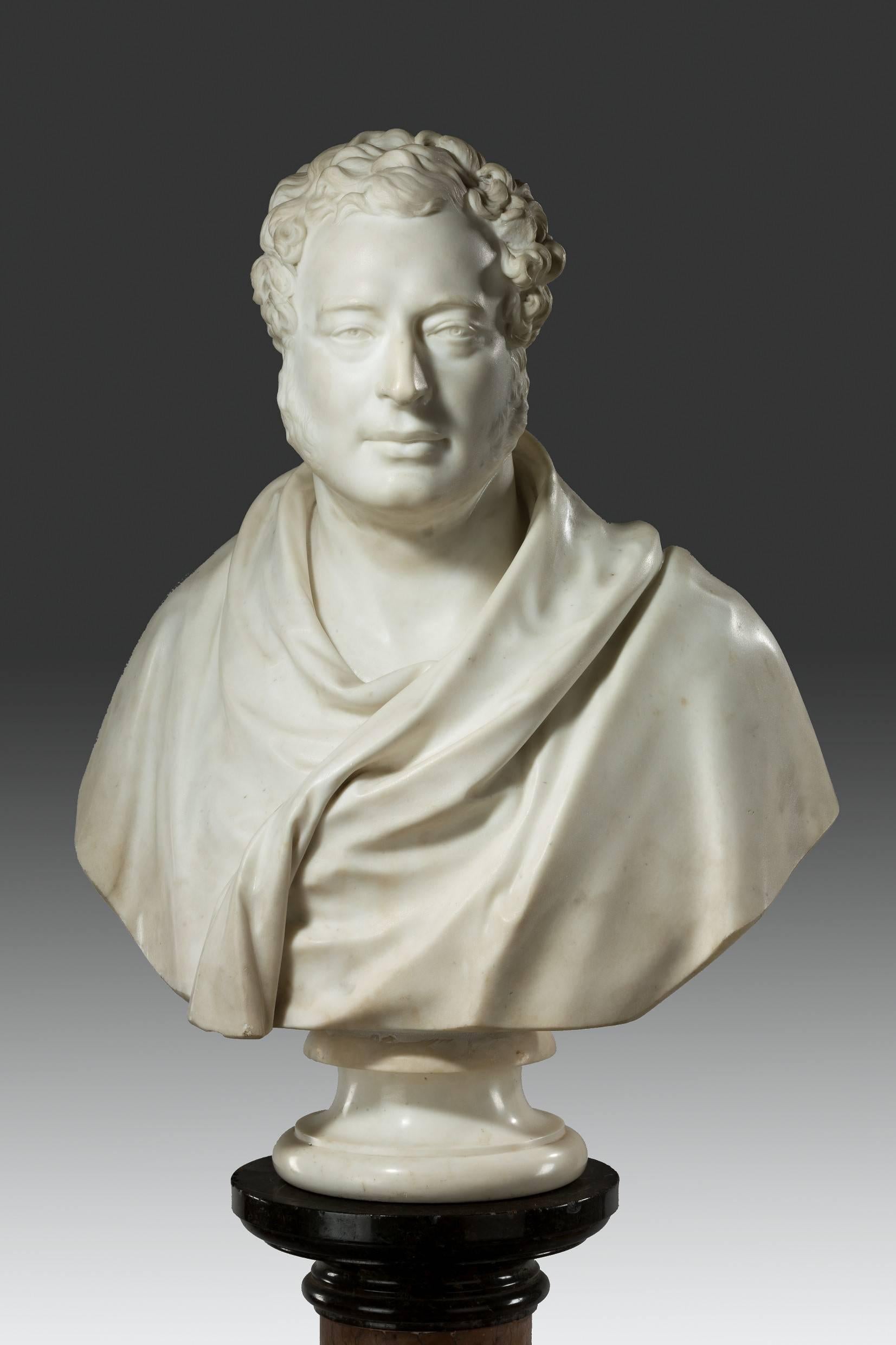 Of lifesize and in very good condition, this marble bust dates from the first half of the 19th century. Whilst the figure is not known, from the quality of sculpture and bust size, he would have been an important figure - most likely in the
