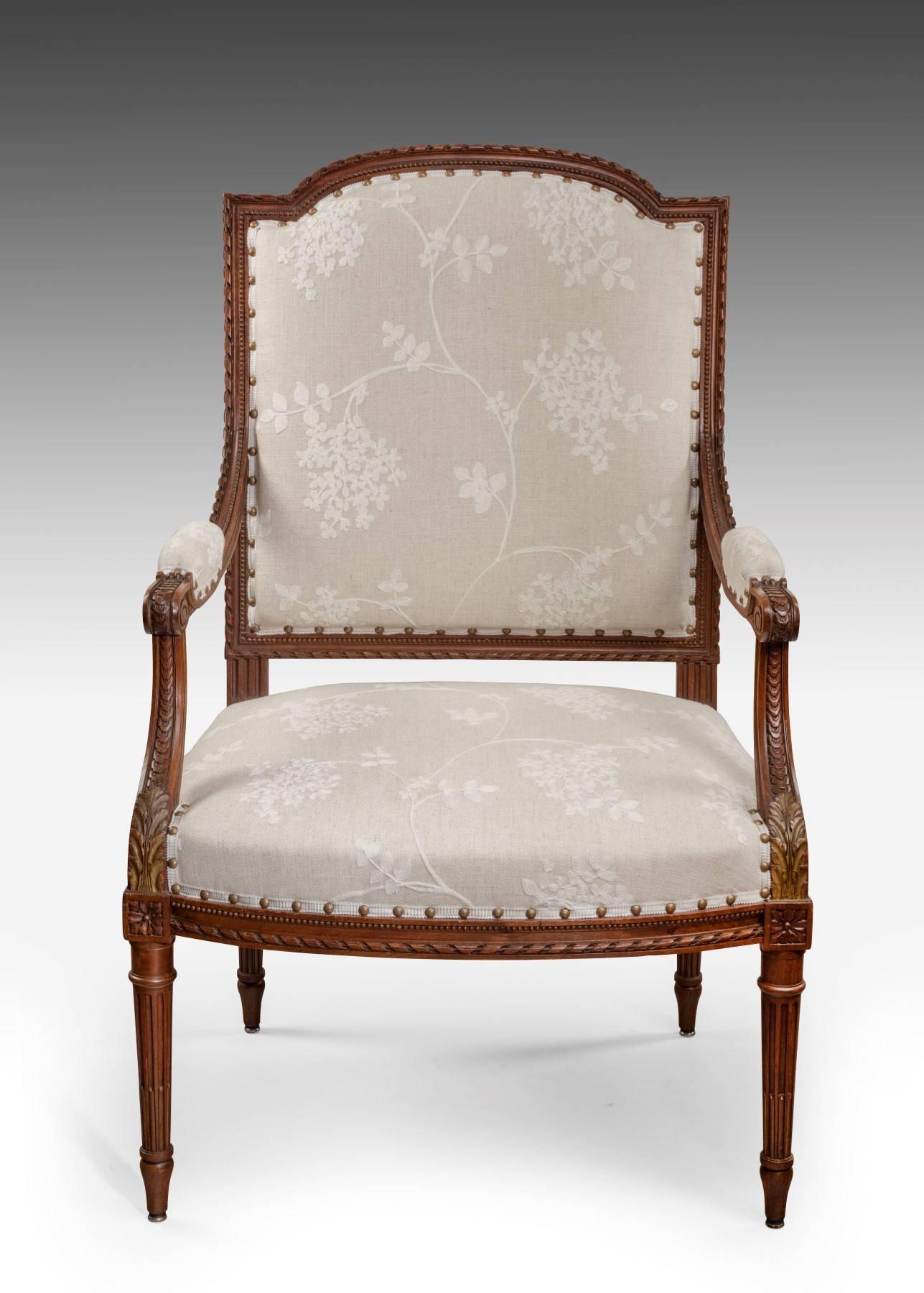 A Pair of Large 19th Century French Upholstered Armchairs In Excellent Condition In Hungerford, Berkshire