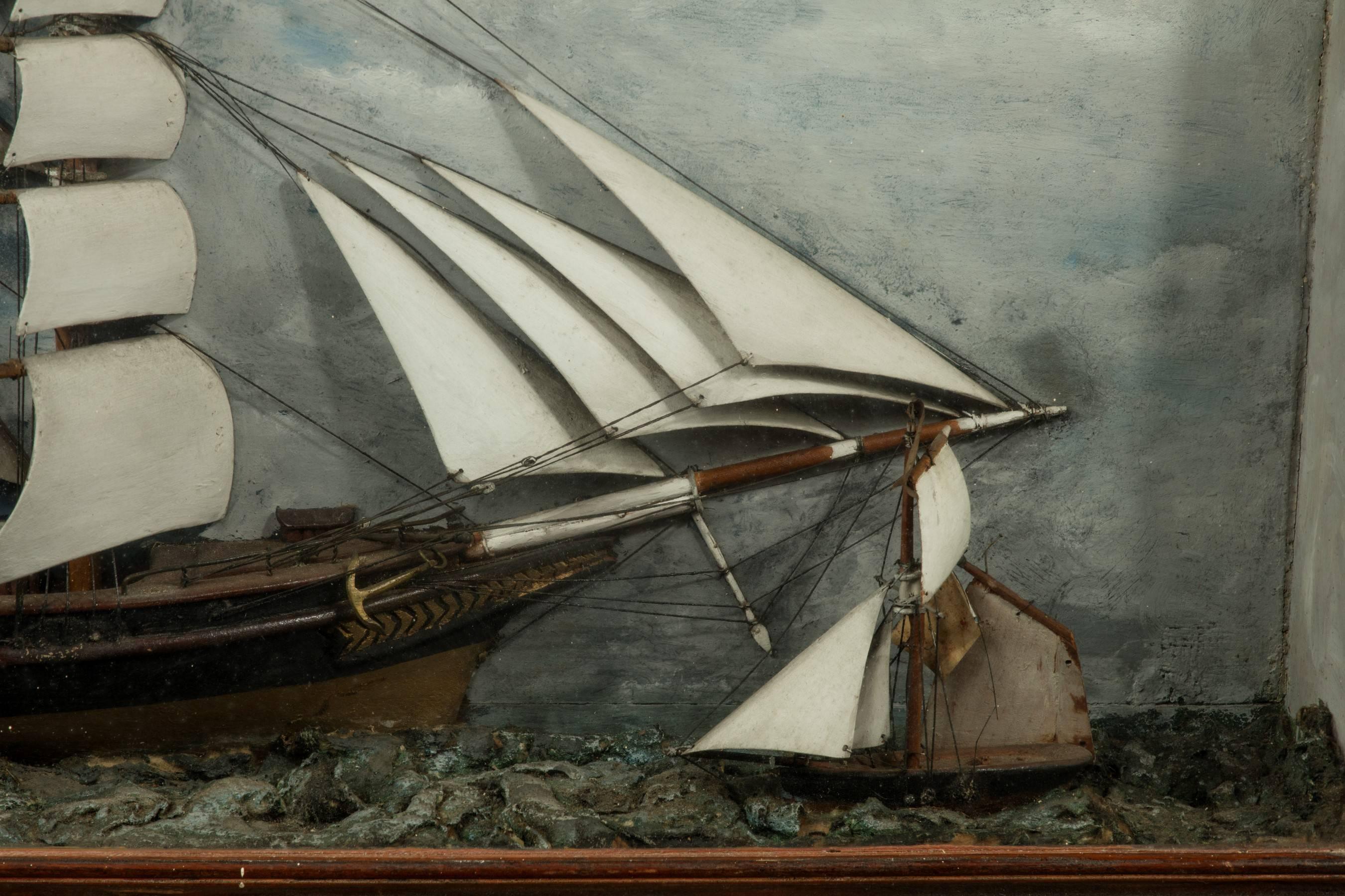 Good Quality 19th Century Ship Diorama In Good Condition For Sale In Hungerford, Berkshire