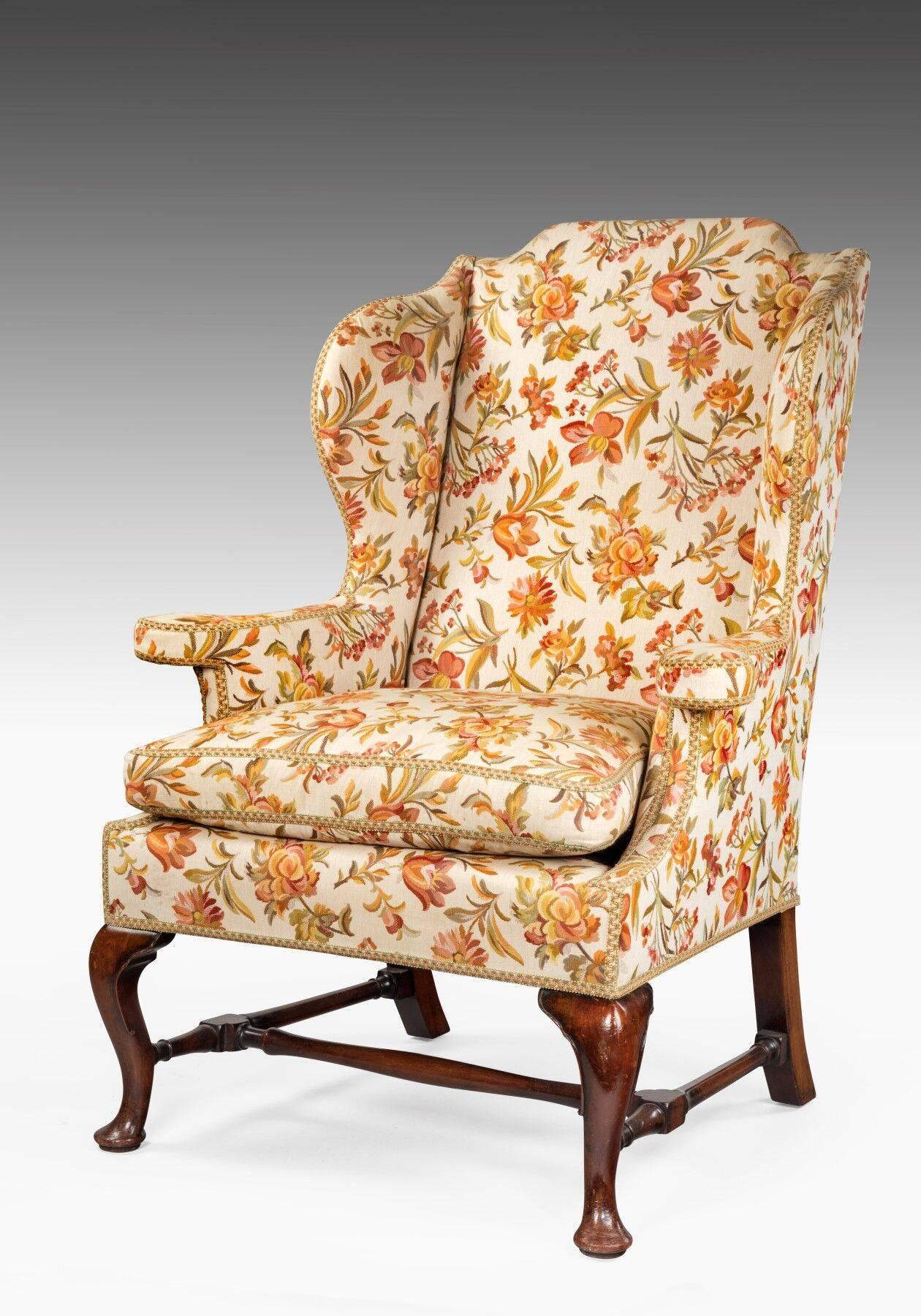 Georgian Large Pair of George II Style Wing Armchairs For Sale