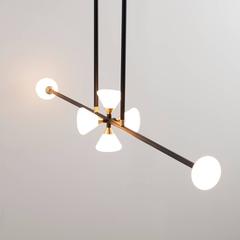Apollo Six Chandelier - Contemporary Linear Matte Black LED Modern Light Fixture