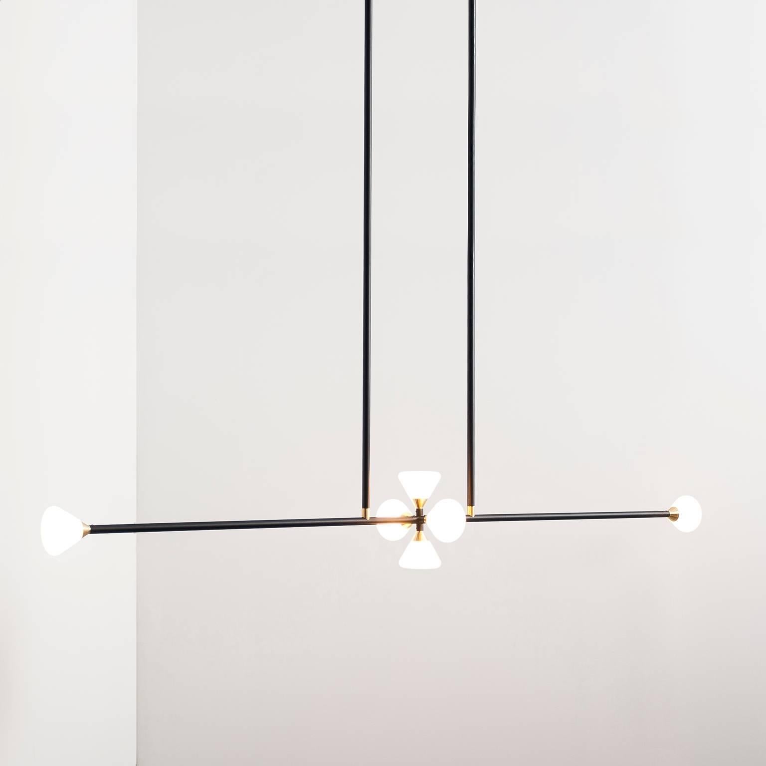 Laiton Lustre Apollo six - Luminaire contemporain linéaire noir mat et LED moderne en vente