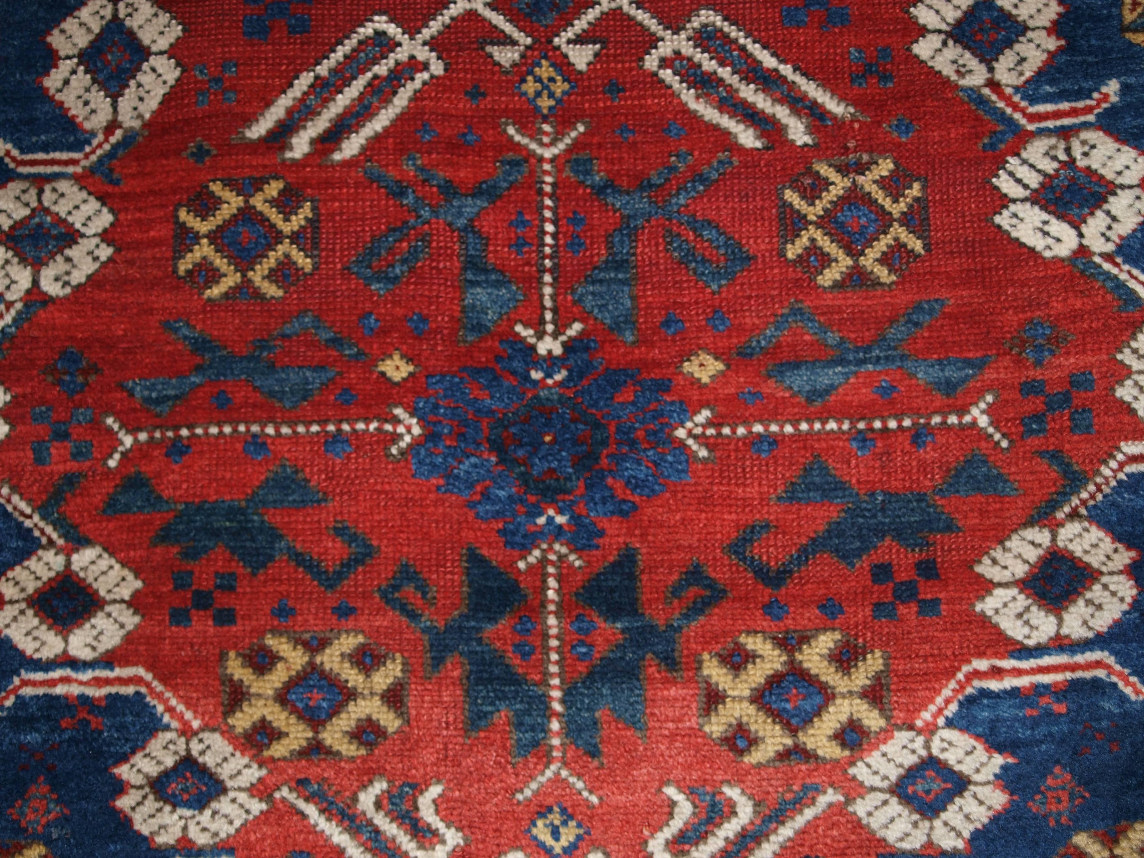 Wool Antique Turkish Bergama Rug of Classic Design with Superb Color, circa 1880 For Sale